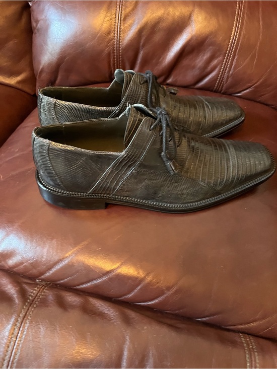 David Eden Beautiful Genuine Lizard Men Gray Derby Style Shoe Is Size 10D. main image 6